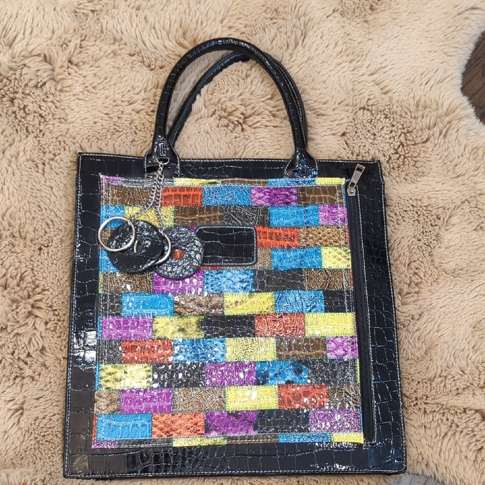 Multi Colour Faux Snakeskin Purse